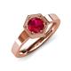 4 - Dinah 0.95 ct Created Ruby Women Hexagonal Signet Solitaire Engagement Ring 