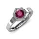 4 - Dinah 1.00 ct Rhodolite Garnet Women Hexagonal Signet Solitaire Engagement Ring 