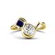 1 - Nerida 1.52 ctw IGI Certified Cushion Shape Lab Grown Diamond (6.00 mm) and Princess Shape Created Blue Sapphire Women Toi Et Moi Wave Engagement Ring 