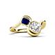 3 - Nerida 1.52 ctw IGI Certified Cushion Shape Lab Grown Diamond (6.00 mm) and Princess Shape Created Blue Sapphire Women Toi Et Moi Wave Engagement Ring 