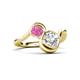 3 - Nerida 1.65 ctw IGI Certified Cushion Shape Lab Grown Diamond (6.00 mm) and Princess Shape Created Pink Sapphire Women Toi Et Moi Wave Engagement Ring 