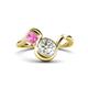 1 - Nerida 1.65 ctw IGI Certified Cushion Shape Lab Grown Diamond (6.00 mm) and Princess Shape Created Pink Sapphire Women Toi Et Moi Wave Engagement Ring 