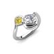 4 - Nerida 1.65 ctw IGI Certified Cushion Shape Lab Grown Diamond (6.00 mm) and Princess Shape Created Yellow Sapphire Women Toi Et Moi Wave Engagement Ring 