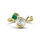 1 - Nerida 1.52 ctw IGI Certified Cushion Shape Lab Grown Diamond (6.00 mm) and Princess Shape Created Emerald Women Toi Et Moi Wave Engagement Ring 