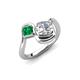 4 - Nerida 1.52 ctw IGI Certified Cushion Shape Lab Grown Diamond (6.00 mm) and Princess Shape Created Emerald Women Toi Et Moi Wave Engagement Ring 