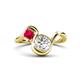 1 - Nerida 1.52 ctw IGI Certified Cushion Shape Lab Grown Diamond (6.00 mm) and Princess Shape Created Ruby Women Toi Et Moi Wave Engagement Ring 