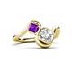 3 - Nerida 1.52 ctw IGI Certified Cushion Shape Lab Grown Diamond (6.00 mm) and Princess Shape Amethyst Women Toi Et Moi Wave Engagement Ring 