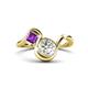 1 - Nerida 1.52 ctw IGI Certified Cushion Shape Lab Grown Diamond (6.00 mm) and Princess Shape Amethyst Women Toi Et Moi Wave Engagement Ring 