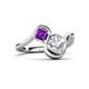 3 - Nerida 1.52 ctw IGI Certified Cushion Shape Lab Grown Diamond (6.00 mm) and Princess Shape Amethyst Women Toi Et Moi Wave Engagement Ring 