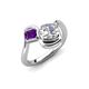 4 - Nerida 1.52 ctw IGI Certified Cushion Shape Lab Grown Diamond (6.00 mm) and Princess Shape Amethyst Women Toi Et Moi Wave Engagement Ring 