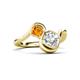 3 - Nerida 1.52 ctw IGI Certified Cushion Shape Lab Grown Diamond (6.00 mm) and Princess Shape Citrine Women Toi Et Moi Wave Engagement Ring 
