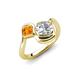 4 - Nerida 1.52 ctw IGI Certified Cushion Shape Lab Grown Diamond (6.00 mm) and Princess Shape Citrine Women Toi Et Moi Wave Engagement Ring 