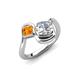 4 - Nerida 1.52 ctw IGI Certified Cushion Shape Lab Grown Diamond (6.00 mm) and Princess Shape Citrine Women Toi Et Moi Wave Engagement Ring 