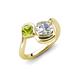 4 - Nerida 1.55 ctw IGI Certified Cushion Shape Lab Grown Diamond (6.00 mm) and Princess Shape Peridot Women Toi Et Moi Wave Engagement Ring 