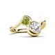 3 - Nerida 1.55 ctw IGI Certified Cushion Shape Lab Grown Diamond (6.00 mm) and Princess Shape Peridot Women Toi Et Moi Wave Engagement Ring 