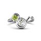1 - Nerida 1.55 ctw IGI Certified Cushion Shape Lab Grown Diamond (6.00 mm) and Princess Shape Peridot Women Toi Et Moi Wave Engagement Ring 
