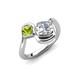 4 - Nerida 1.55 ctw IGI Certified Cushion Shape Lab Grown Diamond (6.00 mm) and Princess Shape Peridot Women Toi Et Moi Wave Engagement Ring 