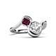 3 - Nerida 1.55 ctw IGI Certified Cushion Shape Lab Grown Diamond (6.00 mm) and Princess Shape Rhodolite Garnet Women Toi Et Moi Wave Engagement Ring 