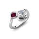 4 - Nerida 1.55 ctw IGI Certified Cushion Shape Lab Grown Diamond (6.00 mm) and Princess Shape Rhodolite Garnet Women Toi Et Moi Wave Engagement Ring 