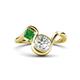 1 - Nerida 1.52 ctw IGI Certified Cushion Shape Lab Grown Diamond (6.00 mm) and Princess Shape Green Garnet Women Toi Et Moi Wave Engagement Ring 