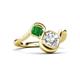 3 - Nerida 1.52 ctw IGI Certified Cushion Shape Lab Grown Diamond (6.00 mm) and Princess Shape Green Garnet Women Toi Et Moi Wave Engagement Ring 