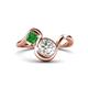 1 - Nerida 1.52 ctw IGI Certified Cushion Shape Lab Grown Diamond (6.00 mm) and Princess Shape Green Garnet Women Toi Et Moi Wave Engagement Ring 