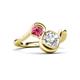 3 - Nerida 1.52 ctw IGI Certified Cushion Shape Lab Grown Diamond (6.00 mm) and Princess Shape Pink Tourmaline Women Toi Et Moi Wave Engagement Ring 