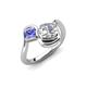 4 - Nerida 1.55 ctw IGI Certified Cushion Shape Lab Grown Diamond (6.00 mm) and Princess Shape Tanzanite Women Toi Et Moi Wave Engagement Ring 