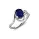3 - Lioren 1.32 ctw Oval Shape Created Blue Sapphire accented Round Lab Grown Diamond Split Shank Women Wave Solitaire Plus Engagement Ring 