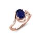 3 - Lioren 1.32 ctw Oval Shape Created Blue Sapphire accented Round Lab Grown Diamond Split Shank Women Wave Solitaire Plus Engagement Ring 