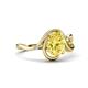 4 - Lioren 1.37 ctw Oval Shape Created Yellow Sapphire accented Round Lab Grown Diamond Split Shank Women Wave Solitaire Plus Engagement Ring 