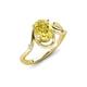 3 - Lioren 1.37 ctw Oval Shape Created Yellow Sapphire accented Round Lab Grown Diamond Split Shank Women Wave Solitaire Plus Engagement Ring 