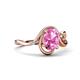 4 - Lioren 1.42 ctw Oval Shape Created Pink Sapphire accented Round Lab Grown Diamond Split Shank Women Wave Solitaire Plus Engagement Ring 