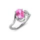3 - Lioren 1.42 ctw Oval Shape Created Pink Sapphire accented Round Lab Grown Diamond Split Shank Women Wave Solitaire Plus Engagement Ring 