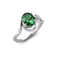 3 - Lioren 1.02 ctw Oval Shape Created Emerald accented Round Lab Grown Diamond Split Shank Women Wave Solitaire Plus Engagement Ring 