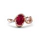 1 - Lioren 1.62 ctw Oval Shape Created Ruby accented Round Lab Grown Diamond Split Shank Women Wave Solitaire Plus Engagement Ring 