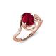 3 - Lioren 1.62 ctw Oval Shape Created Ruby accented Round Lab Grown Diamond Split Shank Women Wave Solitaire Plus Engagement Ring 