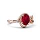 4 - Lioren 1.62 ctw Oval Shape Created Ruby accented Round Lab Grown Diamond Split Shank Women Wave Solitaire Plus Engagement Ring 