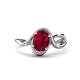 1 - Lioren 1.62 ctw Oval Shape Created Ruby accented Round Lab Grown Diamond Split Shank Women Wave Solitaire Plus Engagement Ring 