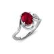 3 - Lioren 1.62 ctw Oval Shape Created Ruby accented Round Lab Grown Diamond Split Shank Women Wave Solitaire Plus Engagement Ring 