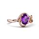 4 - Lioren 1.22 ctw Oval Shape Amethyst accented Round Lab Grown Diamond Split Shank Women Wave Solitaire Plus Engagement Ring 
