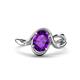 1 - Lioren 1.22 ctw Oval Shape Amethyst accented Round Lab Grown Diamond Split Shank Women Wave Solitaire Plus Engagement Ring 