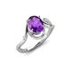 3 - Lioren 1.22 ctw Oval Shape Amethyst accented Round Lab Grown Diamond Split Shank Women Wave Solitaire Plus Engagement Ring 