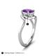 5 - Lioren 1.22 ctw Oval Shape Amethyst accented Round Lab Grown Diamond Split Shank Women Wave Solitaire Plus Engagement Ring 