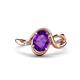 1 - Lioren 1.22 ctw Oval Shape Amethyst accented Round Lab Grown Diamond Split Shank Women Wave Solitaire Plus Engagement Ring 