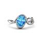 1 - Lioren 1.62 ctw Oval Shape Blue Topaz accented Round Lab Grown Diamond Split Shank Women Wave Solitaire Plus Engagement Ring 