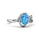 4 - Lioren 1.62 ctw Oval Shape Blue Topaz accented Round Lab Grown Diamond Split Shank Women Wave Solitaire Plus Engagement Ring 