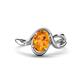 1 - Lioren 1.22 ctw Oval Shape Citrine accented Round Lab Grown Diamond Split Shank Women Wave Solitaire Plus Engagement Ring 