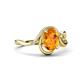 4 - Lioren 1.22 ctw Oval Shape Citrine accented Round Lab Grown Diamond Split Shank Women Wave Solitaire Plus Engagement Ring 