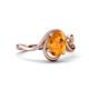 4 - Lioren 1.22 ctw Oval Shape Citrine accented Round Lab Grown Diamond Split Shank Women Wave Solitaire Plus Engagement Ring 